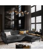 Canapé d'angle Droit Velours Convertible Avec Coffre De Rangement Valentina gris foncé - 250x176x92 cm