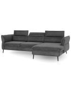 Canapé d'angle Droit Velours Convertible Avec Coffre De Rangement Valentina gris foncé - 250x176x92 cm