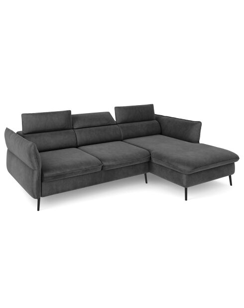 Canapé d'angle Droit Velours Convertible Avec Coffre De Rangement Valentina gris foncé - 250x176x92 cm