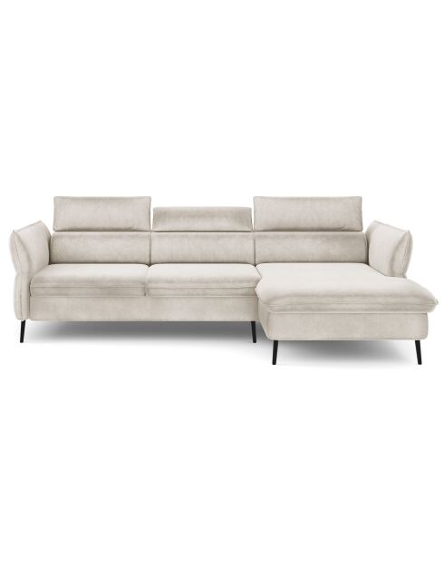 Canapé d'angle Droit Velours Convertible Avec Coffre De Rangement Valentina beige - 250x176x92 cm