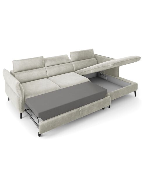 Canapé d'angle Droit Velours Convertible Avec Coffre De Rangement Valentina beige - 250x176x92 cm