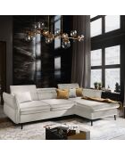 Canapé d'angle Droit Velours Convertible Avec Coffre De Rangement Valentina beige - 250x176x92 cm