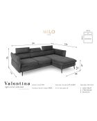 Canapé d'angle Droit Velours Convertible Avec Coffre De Rangement Valentina beige - 250x176x92 cm