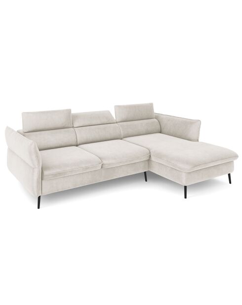 Canapé d'angle Droit Velours Convertible Avec Coffre De Rangement Valentina beige - 250x176x92 cm