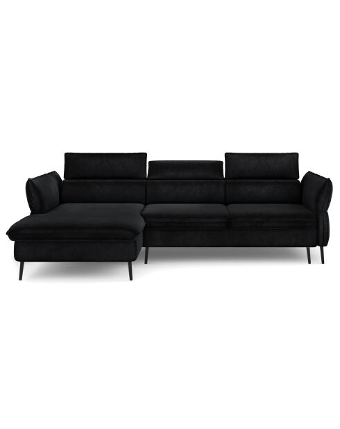 Canapé d'angle Gauche Velours Convertible Avec Coffre De Rangement Valentina noir - 250x176x92 cm