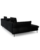 Canapé d'angle Gauche Velours Convertible Avec Coffre De Rangement Valentina noir - 250x176x92 cm