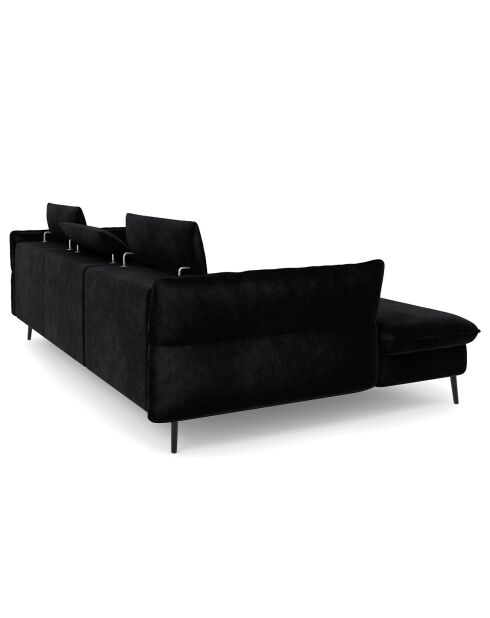 Canapé d'angle Gauche Velours Convertible Avec Coffre De Rangement Valentina noir - 250x176x92 cm