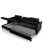 Canapé d'angle Gauche Velours Convertible Avec Coffre De Rangement Valentina noir - 250x176x92 cm
