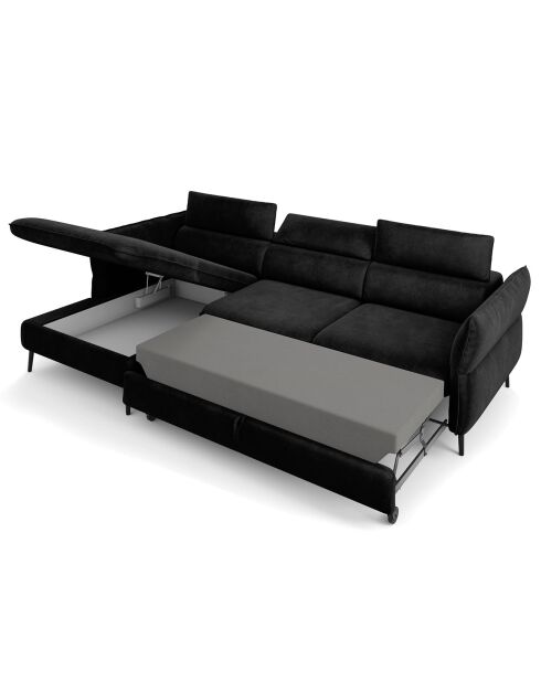 Canapé d'angle Gauche Velours Convertible Avec Coffre De Rangement Valentina noir - 250x176x92 cm