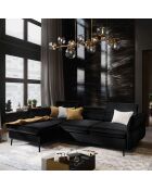Canapé d'angle Gauche Velours Convertible Avec Coffre De Rangement Valentina noir - 250x176x92 cm