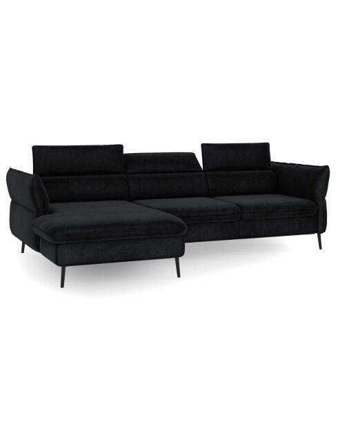 Canapé d'angle Gauche Velours Convertible Avec Coffre De Rangement Valentina noir - 250x176x92 cm