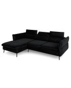 Canapé d'angle Gauche Velours Convertible Avec Coffre De Rangement Valentina noir - 250x176x92 cm