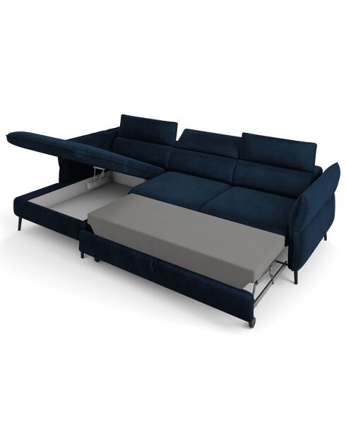 Canapé d'angle Gauche Velours Convertible Avec Coffre De Rangement Valentina bleu roi - 250x176x92 cm