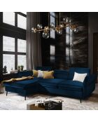 Canapé d'angle Gauche Velours Convertible Avec Coffre De Rangement Valentina bleu roi - 250x176x92 cm