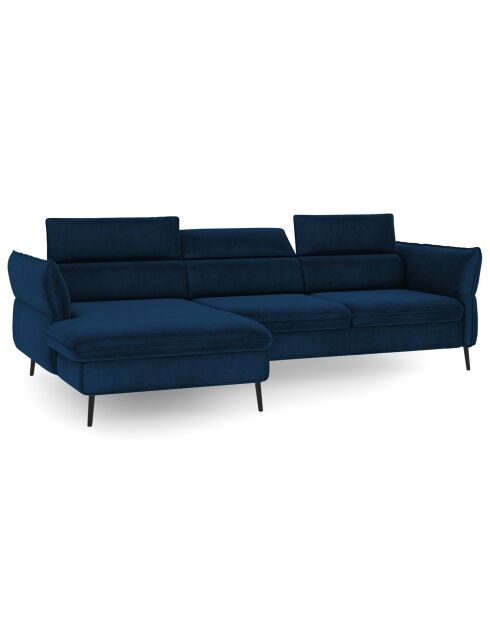 Canapé d'angle Gauche Velours Convertible Avec Coffre De Rangement Valentina bleu roi - 250x176x92 cm