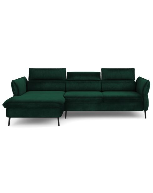Canapé d'angle Gauche Velours Convertible Avec Coffre De Rangement Valentina vert bouteille - 250x176x92 cm