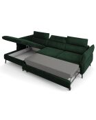 Canapé d'angle Gauche Velours Convertible Avec Coffre De Rangement Valentina vert bouteille - 250x176x92 cm