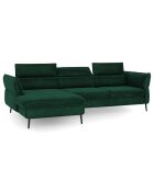 Canapé d'angle Gauche Velours Convertible Avec Coffre De Rangement Valentina vert bouteille - 250x176x92 cm