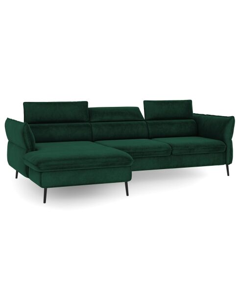 Canapé d'angle Gauche Velours Convertible Avec Coffre De Rangement Valentina vert bouteille - 250x176x92 cm
