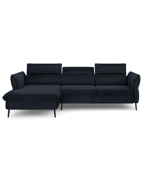 Canapé d'angle Gauche Velours Convertible Avec Coffre De Rangement Valentina bleu foncé - 250x176x92 cm