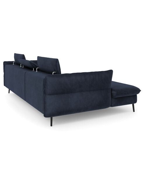 Canapé d'angle Gauche Velours Convertible Avec Coffre De Rangement Valentina bleu foncé - 250x176x92 cm