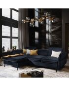 Canapé d'angle Gauche Velours Convertible Avec Coffre De Rangement Valentina bleu foncé - 250x176x92 cm