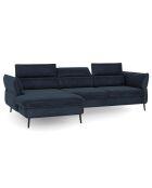Canapé d'angle Gauche Velours Convertible Avec Coffre De Rangement Valentina bleu foncé - 250x176x92 cm