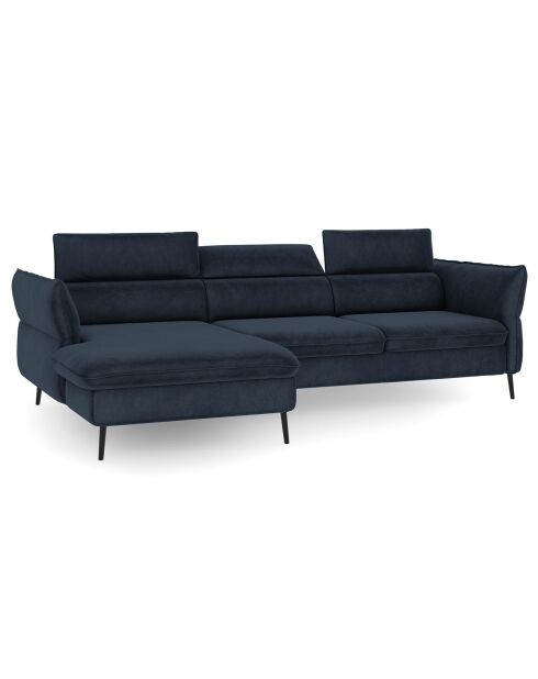 Canapé d'angle Gauche Velours Convertible Avec Coffre De Rangement Valentina bleu foncé - 250x176x92 cm