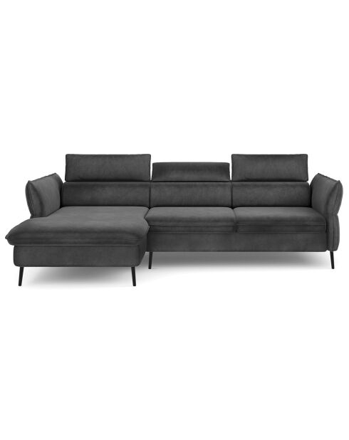 Canapé d'angle Gauche Velours Convertible Avec Coffre De Rangement Valentina gris foncé - 250x176x92 cm