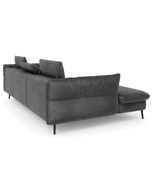 Canapé d'angle Gauche Velours Convertible Avec Coffre De Rangement Valentina gris foncé - 250x176x92 cm