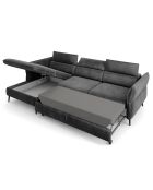 Canapé d'angle Gauche Velours Convertible Avec Coffre De Rangement Valentina gris foncé - 250x176x92 cm