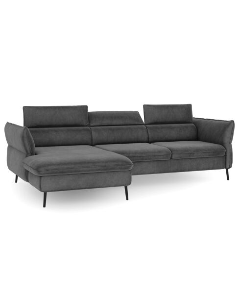 Canapé d'angle Gauche Velours Convertible Avec Coffre De Rangement Valentina gris foncé - 250x176x92 cm