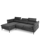 Canapé d'angle Gauche Velours Convertible Avec Coffre De Rangement Valentina gris foncé - 250x176x92 cm