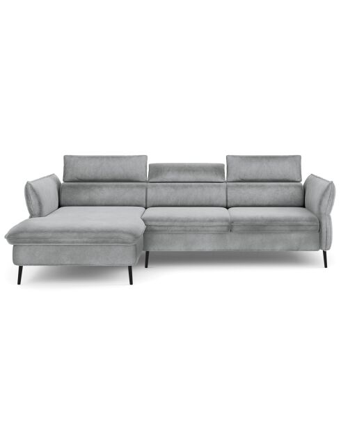 Canapé d'angle Gauche Velours Convertible Avec Coffre De Rangement Valentina gris clair - 250x176x92 cm