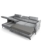 Canapé d'angle Gauche Velours Convertible Avec Coffre De Rangement Valentina gris clair - 250x176x92 cm