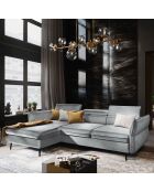 Canapé d'angle Gauche Velours Convertible Avec Coffre De Rangement Valentina gris clair - 250x176x92 cm