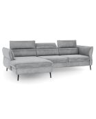 Canapé d'angle Gauche Velours Convertible Avec Coffre De Rangement Valentina gris clair - 250x176x92 cm