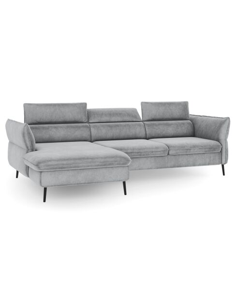 Canapé d'angle Gauche Velours Convertible Avec Coffre De Rangement Valentina gris clair - 250x176x92 cm