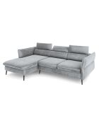Canapé d'angle Gauche Velours Convertible Avec Coffre De Rangement Valentina gris clair - 250x176x92 cm