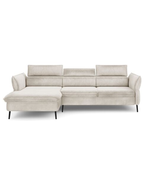 Canapé d'angle Gauche Velours Convertible Avec Coffre Valentina beige - 250x176x92 cm
