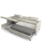 Canapé d'angle Gauche Velours Convertible Avec Coffre Valentina beige - 250x176x92 cm