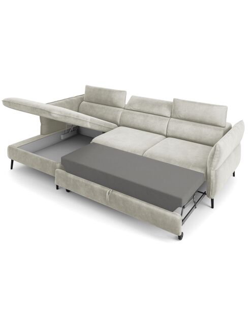Canapé d'angle Gauche Velours Convertible Avec Coffre Valentina beige - 250x176x92 cm