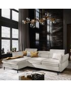 Canapé d'angle Gauche Velours Convertible Avec Coffre Valentina beige - 250x176x92 cm