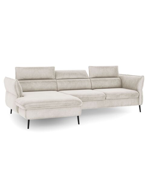Canapé d'angle Gauche Velours Convertible Avec Coffre Valentina beige - 250x176x92 cm