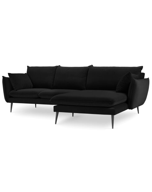 Canapé d'angle droit velours elio noir - 251x170x97 cm