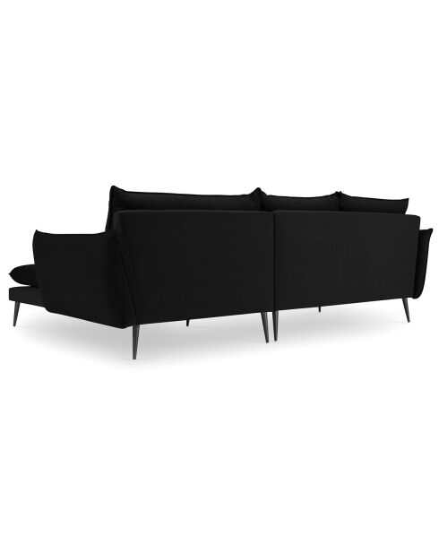 Elio rechtes Ecksofa aus schwarzem Samt - 251x170x97 cm