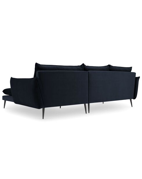 Canapé d'angle Droit Velours Elio bleu foncé - 251x170x97 cm