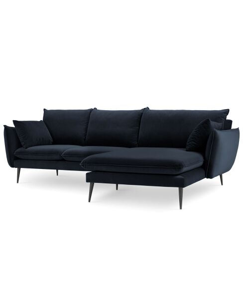 Canapé d'angle Droit Velours Elio bleu foncé - 251x170x97 cm