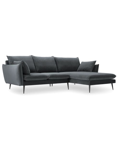 Rechterhoekbank Elio grijs fluweel - 251x170x97 cm