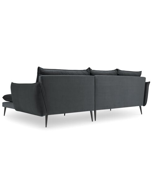 Canapé d'angle Droit Velours Elio gris - 251x170x97 cm